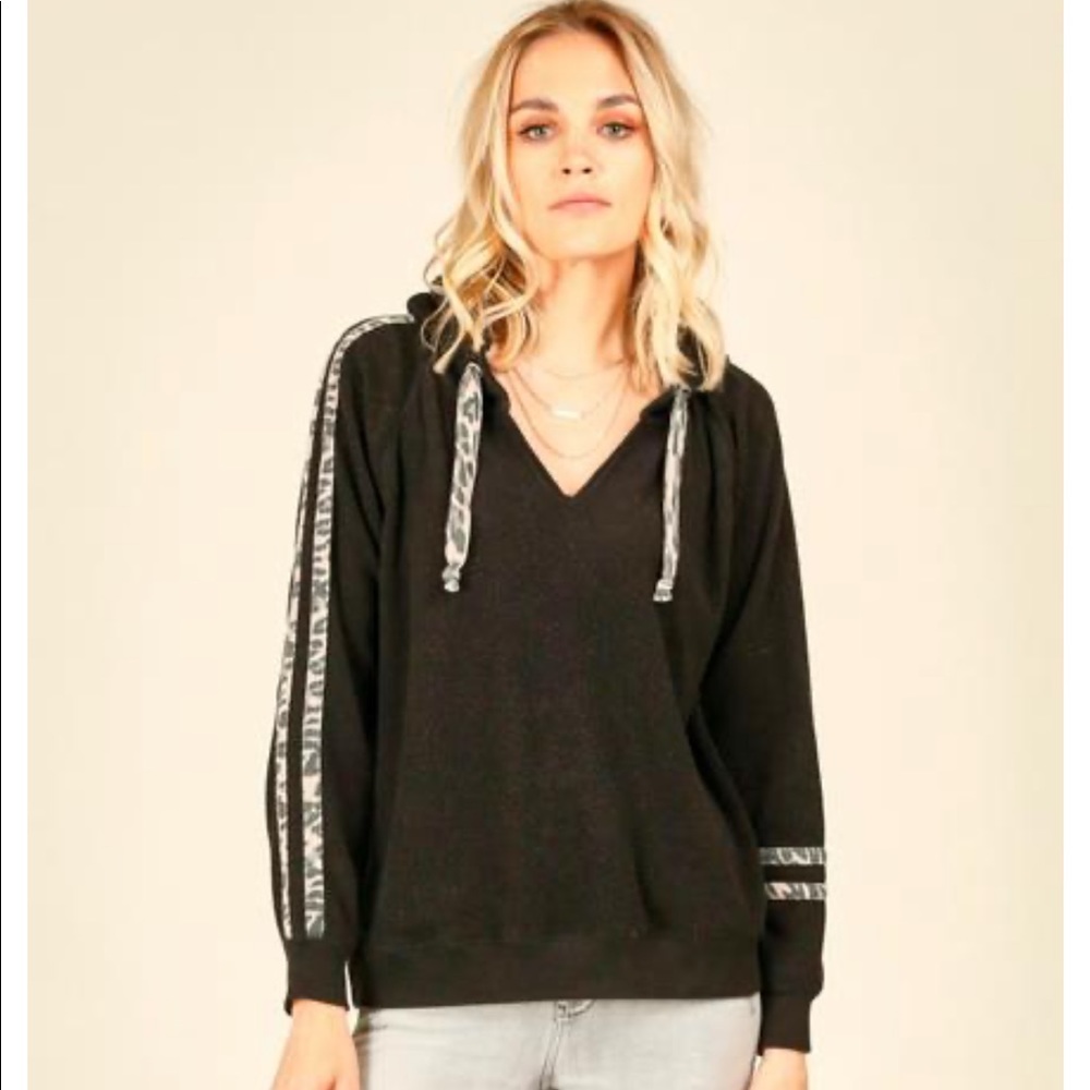 Leopard Trim Hoodie